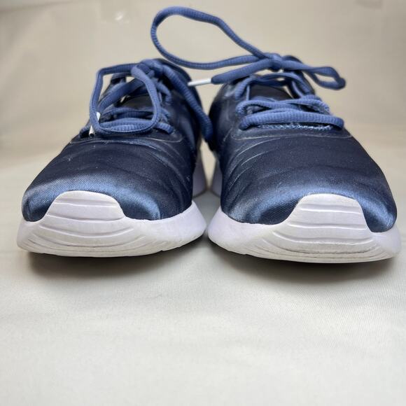 Nike Tanjun Premium Satin Running Shoes Women's 8 Blue and White Sneakers - Picture 3 of 12